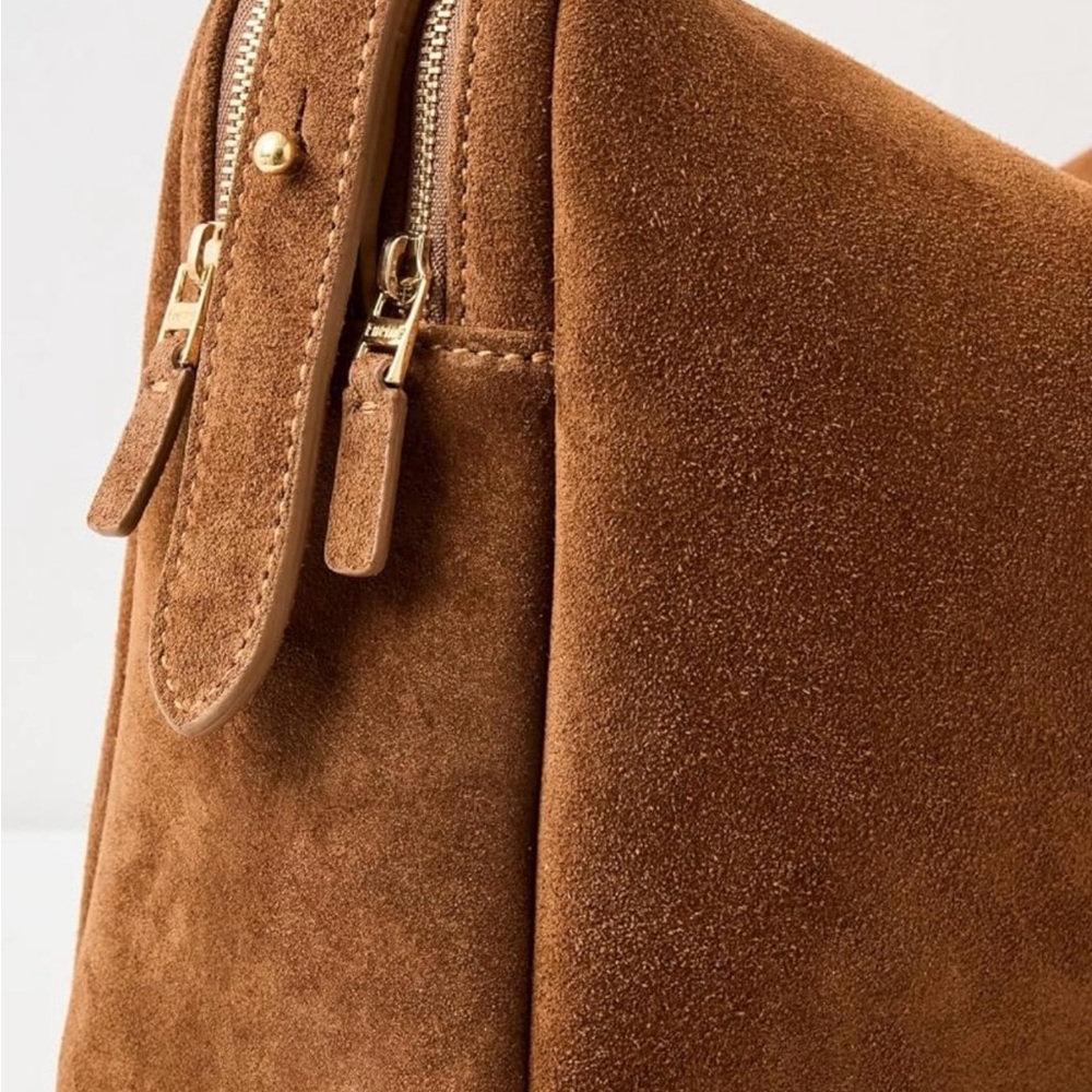 Elleme Trousse Cognac Suede Shoulder Bag - Picture 9 of 10
